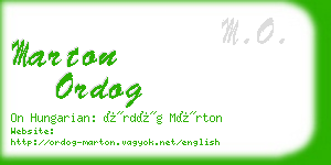 marton ordog business card